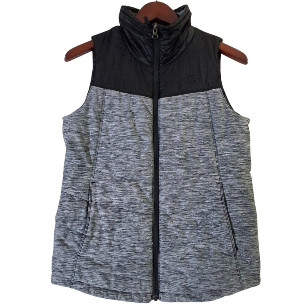 The North Face Pseudio Vest Girls Large Gray Black Full Zip Colorblock